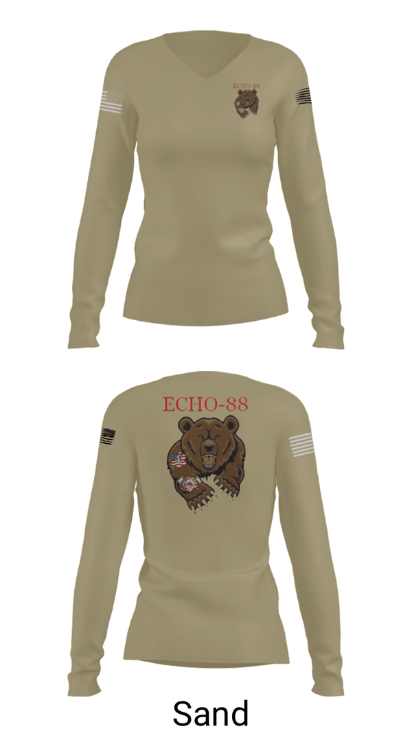 Womens Long Sleeve Vneck Shirt, ECHO-88, , Teamtime, Team time, sublimation, custom sports apparel, team uniforms, spirit wear, spiritwear, sports uniforms, custom shirts, team store, custom team store, fundraiser sports, apparel fundraiser