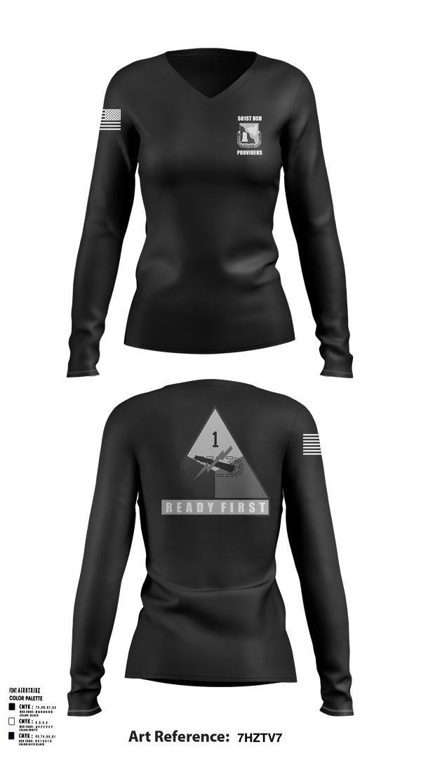 Womens Long Sleeve Vneck Shirt, 501st Brigade Support Battalion, , Teamtime, Team time, sublimation, custom sports apparel, team uniforms, spirit wear, spiritwear, sports uniforms, custom shirts, team store, custom team store, fundraiser sports, apparel fundraiser
