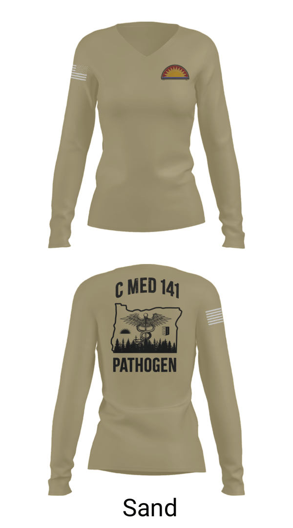 Womens Long Sleeve Vneck Shirt, C Med, National Guard, Teamtime, Team time, sublimation, custom sports apparel, team uniforms, spirit wear, spiritwear, sports uniforms, custom shirts, team store, custom team store, fundraiser sports, apparel fundraiser