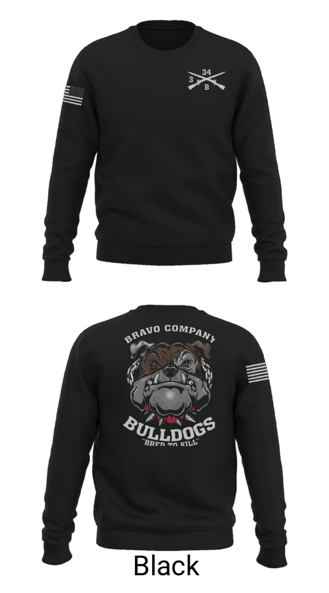 Crew Neck Sweatshirt, B/3-34 Bulldogs, Army, Teamtime, Team time, sublimation, custom sports apparel, team uniforms, spirit wear, spiritwear, sports uniforms, custom shirts, team store, custom team store, fundraiser sports, apparel fundraiser
