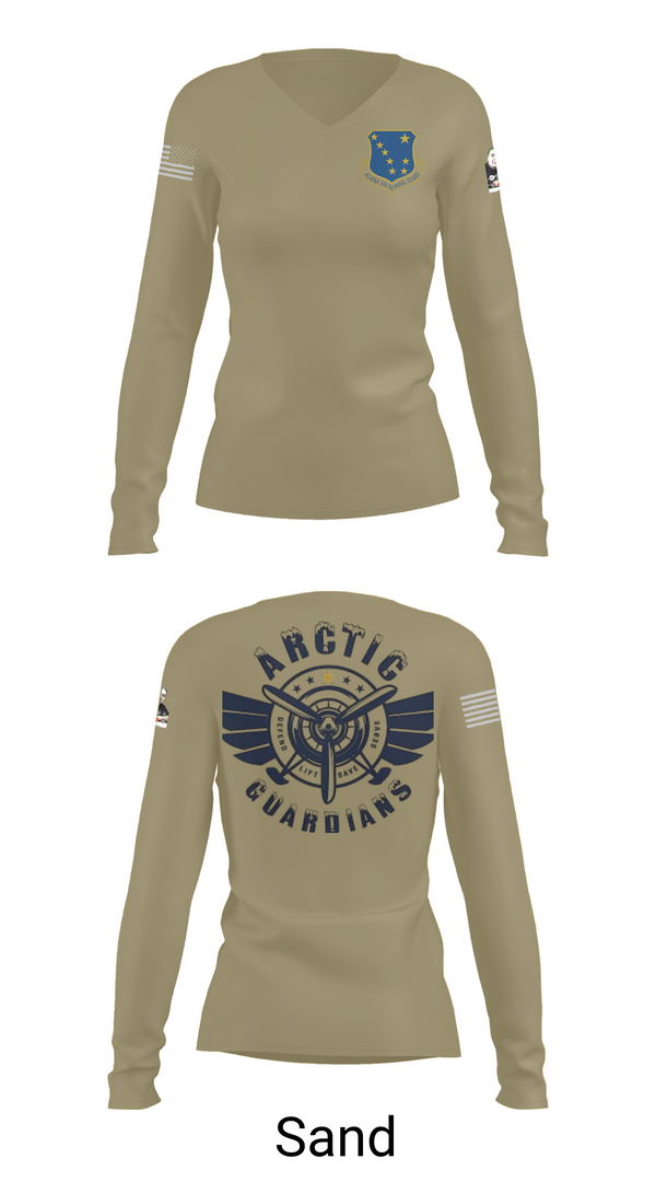 Womens Long Sleeve Vneck Shirt, 176th Medical Group, , Teamtime, Team time, sublimation, custom sports apparel, team uniforms, spirit wear, spiritwear, sports uniforms, custom shirts, team store, custom team store, fundraiser sports, apparel fundraiser