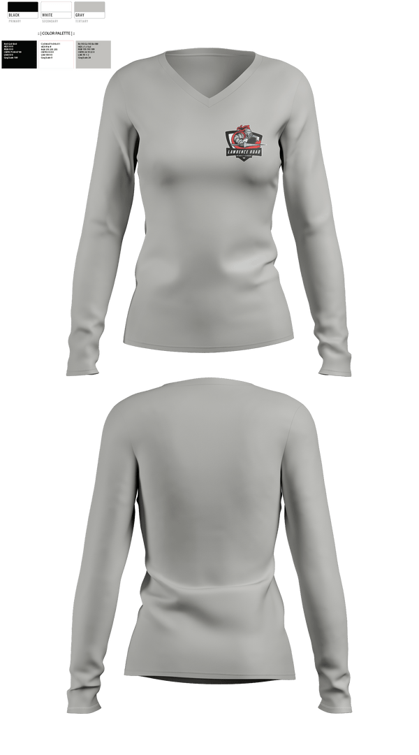 Women's Long Sleeve Vneck Shirt, Lawrence Road Middle School, , Teamtime, Team time, sublimation, custom sports apparel, team uniforms, spirit wear, spiritwear, sports uniforms, custom shirts, team store, custom team store, fundraiser sports, apparel fundraiser
