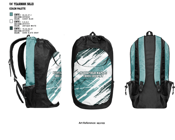 Gear Bag, Bloomfield-Naples, Cross Country, Teamtime, Team time, sublimation, custom sports apparel, team uniforms, spirit wear, spiritwear, sports uniforms, custom shirts, team store, custom team store, fundraiser sports, apparel fundraiser