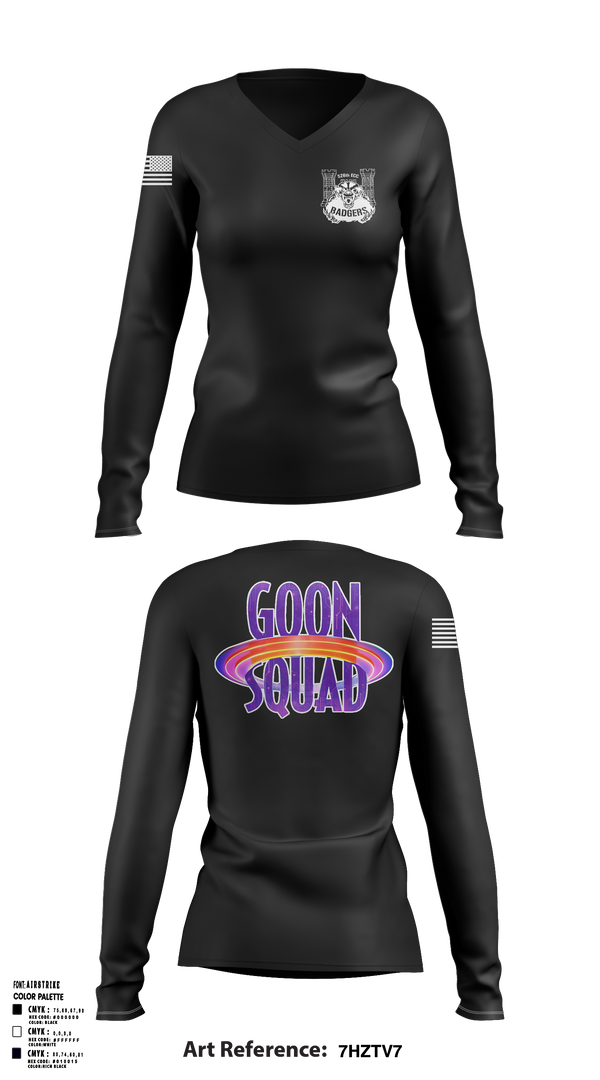 Womens Long Sleeve Vneck Shirt, GOON SQUAD, Army, Teamtime, Team time, sublimation, custom sports apparel, team uniforms, spirit wear, spiritwear, sports uniforms, custom shirts, team store, custom team store, fundraiser sports, apparel fundraiser