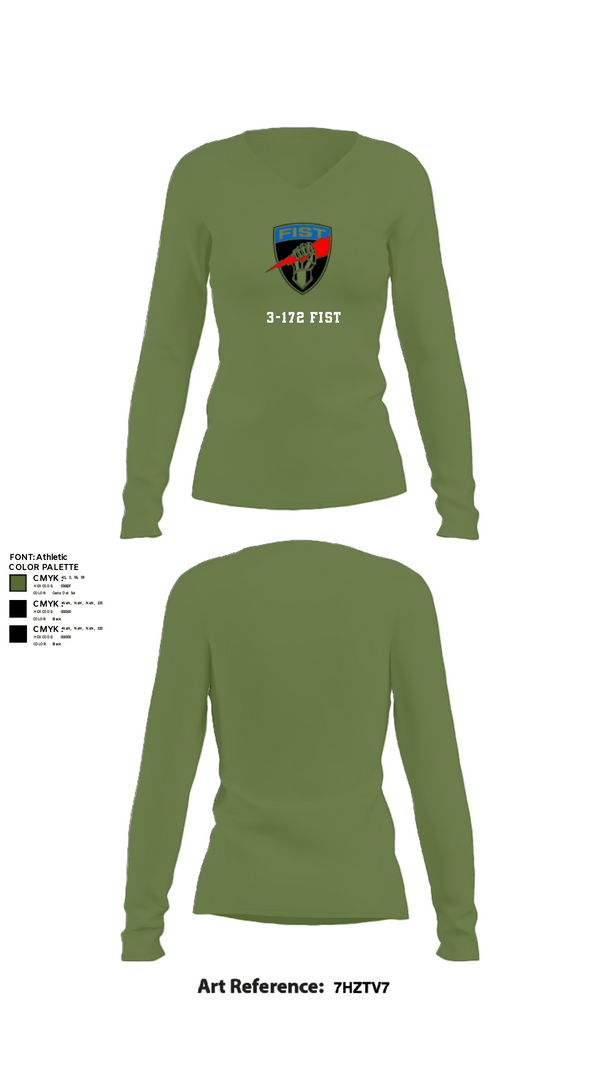 Womens Long Sleeve Vneck Shirt, 3-172 FiST, Army, Teamtime, Team time, sublimation, custom sports apparel, team uniforms, spirit wear, spiritwear, sports uniforms, custom shirts, team store, custom team store, fundraiser sports, apparel fundraiser
