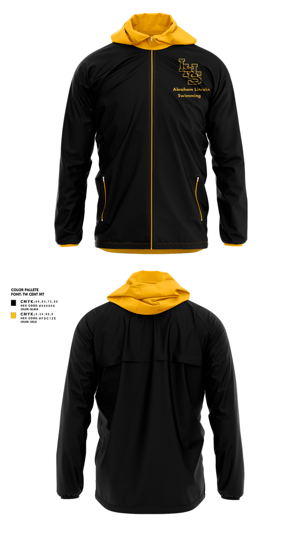 Windbreaker, Abraham Lincoln High School Swimming, Swimming, Teamtime, Team time, sublimation, custom sports apparel, team uniforms, spirit wear, spiritwear, sports uniforms, custom shirts, team store, custom team store, fundraiser sports, apparel fundraiser