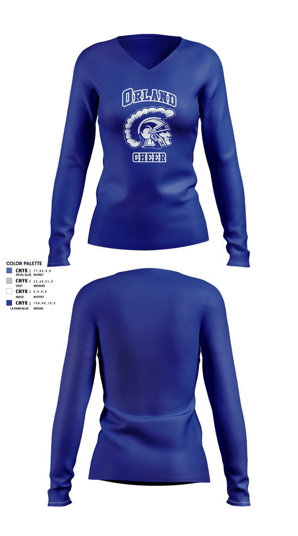 Womens Long Sleeve Vneck Shirt, Orland Jr Trojans Football, Football, Teamtime, Team time, sublimation, custom sports apparel, team uniforms, spirit wear, spiritwear, sports uniforms, custom shirts, team store, custom team store, fundraiser sports, apparel fundraiser