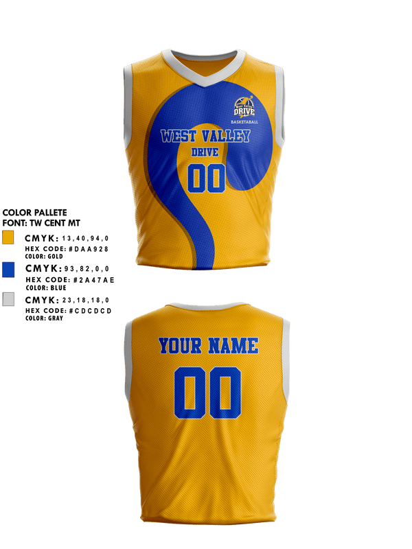 Mens Basketball Jersey, West Valley Drive Basketball, Men's Basketball, Teamtime, Team time, sublimation, custom sports apparel, team uniforms, spirit wear, spiritwear, sports uniforms, custom shirts, team store, custom team store, fundraiser sports, apparel fundraiser