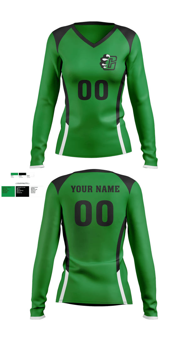 Women's Long Sleeve Vneck Shirt, Clifton High School Volleyball, Women's Volleyball, Teamtime, Team time, sublimation, custom sports apparel, team uniforms, spirit wear, spiritwear, sports uniforms, custom shirts, team store, custom team store, fundraiser sports, apparel fundraiser