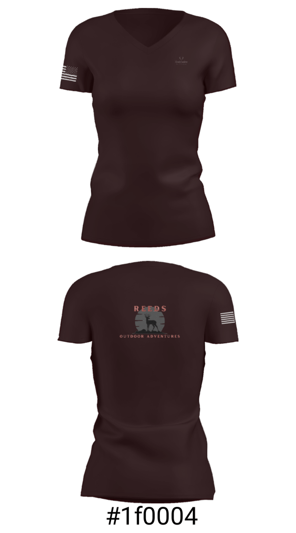 Women's Short Sleeve Vneck Shirt, Reeds Outdoor Adventures, , Teamtime, Team time, sublimation, custom sports apparel, team uniforms, spirit wear, spiritwear, sports uniforms, custom shirts, team store, custom team store, fundraiser sports, apparel fundraiser