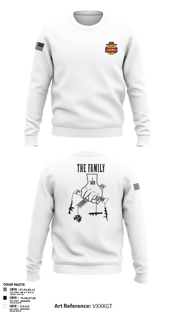 Crew Neck Sweatshirt, 2nd PLT A CO-The Family, Army, Teamtime, Team time, sublimation, custom sports apparel, team uniforms, spirit wear, spiritwear, sports uniforms, custom shirts, team store, custom team store, fundraiser sports, apparel fundraiser