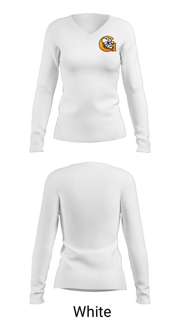 Womens Long Sleeve Vneck Shirt, Grant Middle School, Spirit Store, Teamtime, Team time, sublimation, custom sports apparel, team uniforms, spirit wear, spiritwear, sports uniforms, custom shirts, team store, custom team store, fundraiser sports, apparel fundraiser