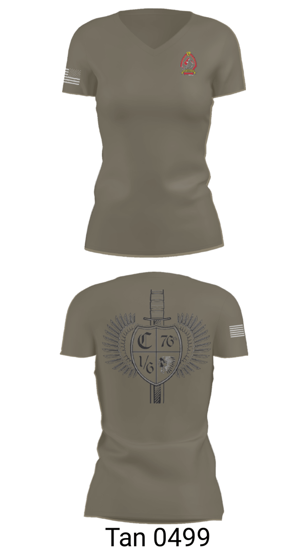 Women's Short Sleeve Vneck Shirt, 1/6 Charlie company, , Teamtime, Team time, sublimation, custom sports apparel, team uniforms, spirit wear, spiritwear, sports uniforms, custom shirts, team store, custom team store, fundraiser sports, apparel fundraiser