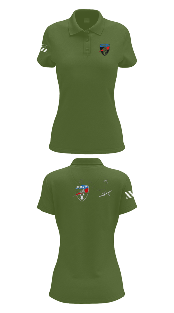 Womens Short Sleeve Performance Polo, 3-172 FiST, Army, Teamtime, Team time, sublimation, custom sports apparel, team uniforms, spirit wear, spiritwear, sports uniforms, custom shirts, team store, custom team store, fundraiser sports, apparel fundraiser