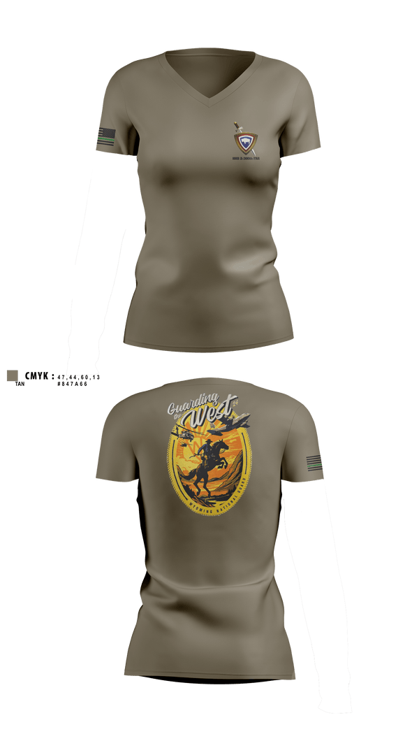 Womens Short Sleeve Vneck Shirt, HHB 2-300th FAR, National Guard, Teamtime, Team time, sublimation, custom sports apparel, team uniforms, spirit wear, spiritwear, sports uniforms, custom shirts, team store, custom team store, fundraiser sports, apparel fundraiser