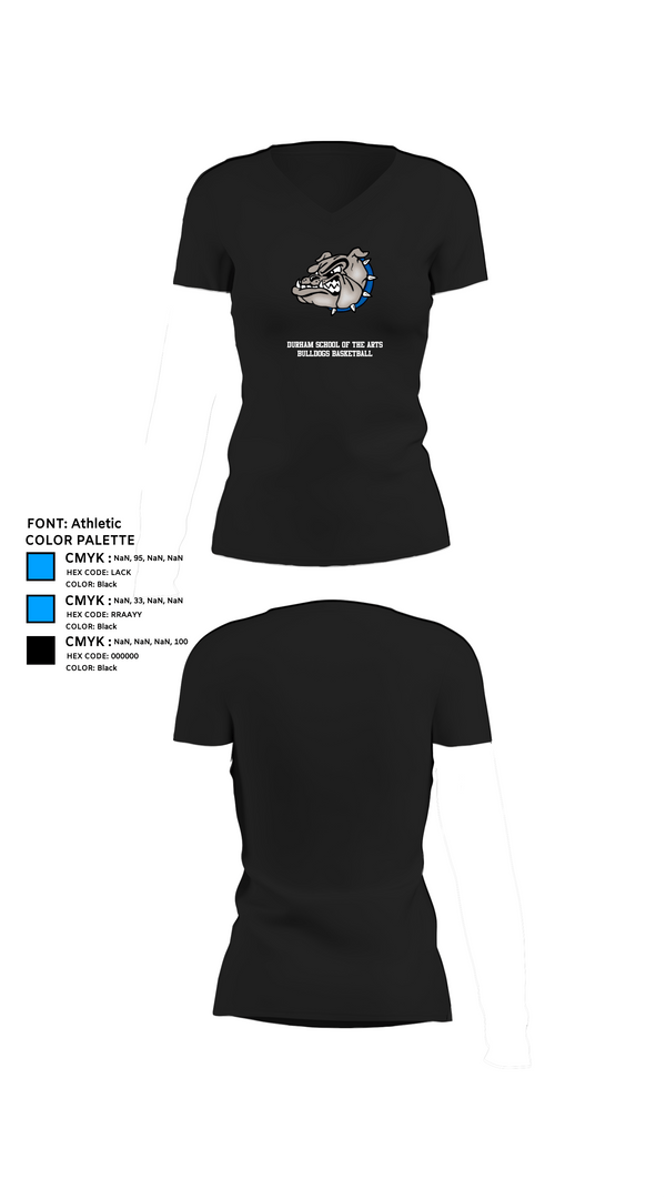 Womens Short Sleeve Vneck Shirt, Durham School of the Arts Bulldogs Basketball, Men's Basketball, Teamtime, Team time, sublimation, custom sports apparel, team uniforms, spirit wear, spiritwear, sports uniforms, custom shirts, team store, custom team store, fundraiser sports, apparel fundraiser