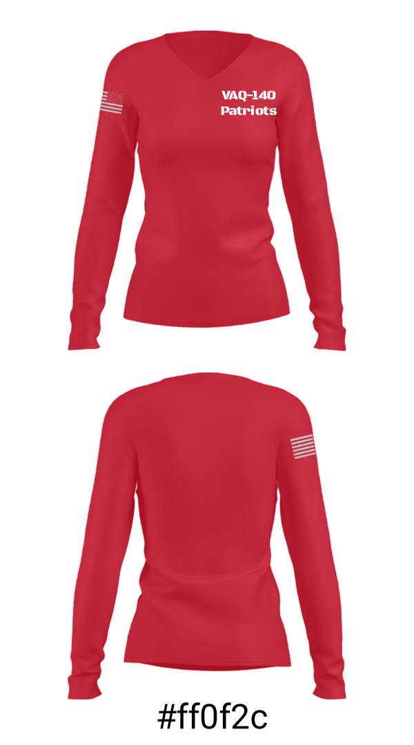 Women's Long Sleeve Vneck Shirt, VAQ-140 Patriots, Navy, Teamtime, Team time, sublimation, custom sports apparel, team uniforms, spirit wear, spiritwear, sports uniforms, custom shirts, team store, custom team store, fundraiser sports, apparel fundraiser
