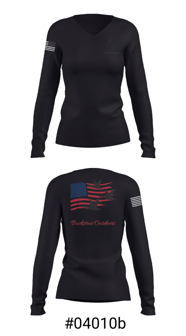 Women's Long Sleeve Vneck Shirt, Buckstrut OutdoorsBuckstrut Outdoors, , Teamtime, Team time, sublimation, custom sports apparel, team uniforms, spirit wear, spiritwear, sports uniforms, custom shirts, team store, custom team store, fundraiser sports, apparel fundraiser