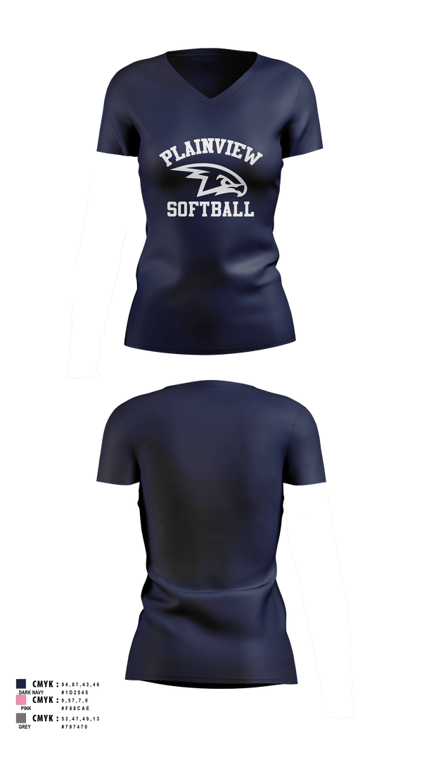 Womens Short Sleeve Vneck Shirt, Plainview Softball, Softball, Teamtime, Team time, sublimation, custom sports apparel, team uniforms, spirit wear, spiritwear, sports uniforms, custom shirts, team store, custom team store, fundraiser sports, apparel fundraiser