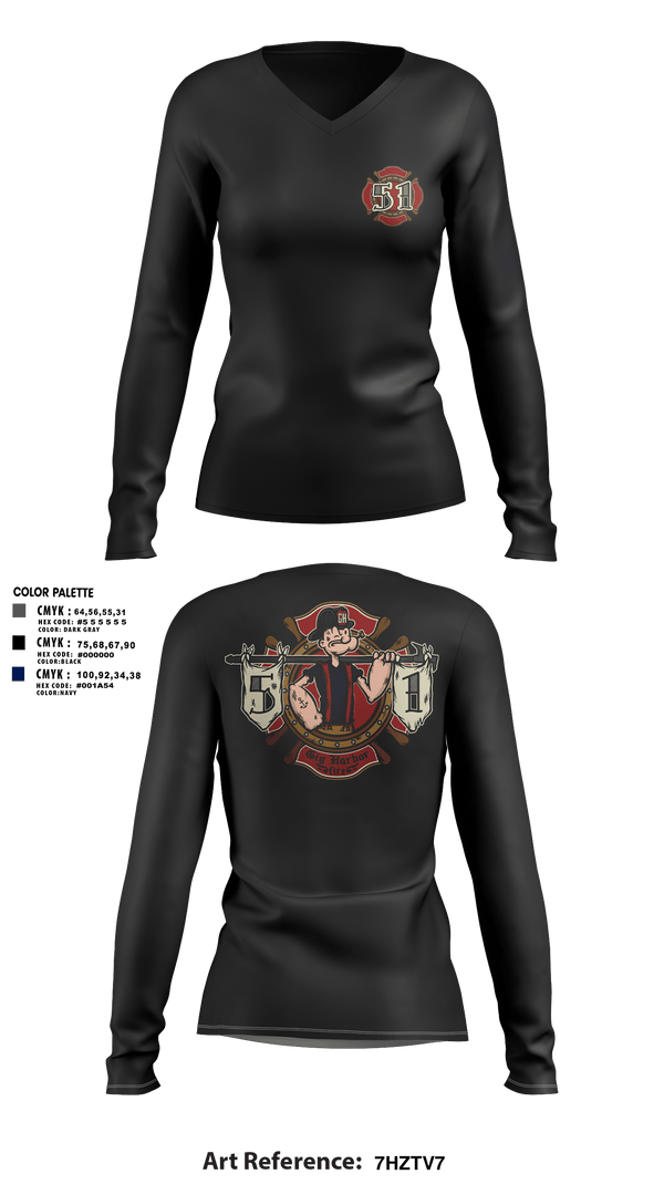 Womens Long Sleeve Vneck Shirt, Station 51, Fire Department, Teamtime, Team time, sublimation, custom sports apparel, team uniforms, spirit wear, spiritwear, sports uniforms, custom shirts, team store, custom team store, fundraiser sports, apparel fundraiser