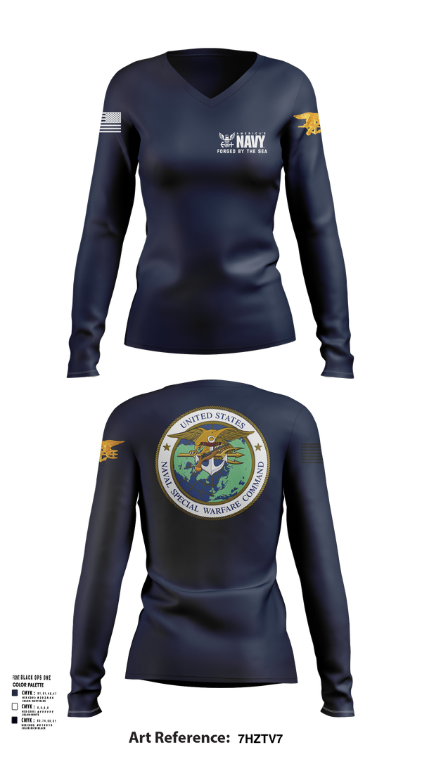 Womens Long Sleeve Vneck Shirt, SEAL Team, Navy, Teamtime, Team time, sublimation, custom sports apparel, team uniforms, spirit wear, spiritwear, sports uniforms, custom shirts, team store, custom team store, fundraiser sports, apparel fundraiser