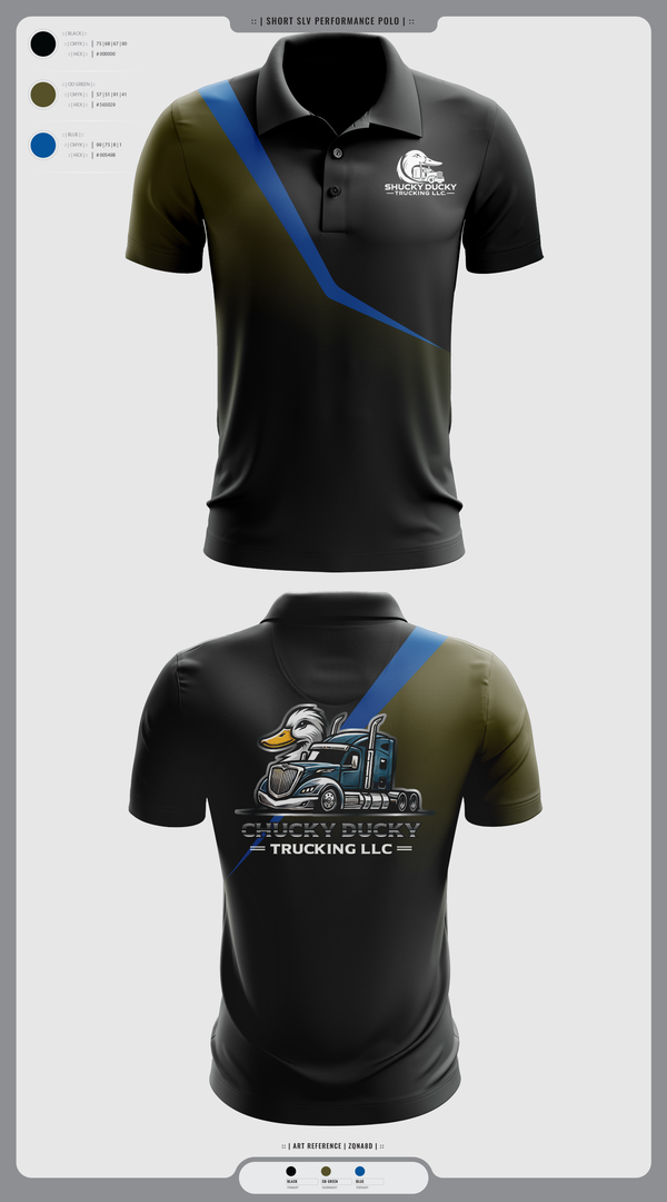 Short Sleeve Performance Polo, Shucky Ducky Trucking, , Teamtime, Team time, sublimation, custom sports apparel, team uniforms, spirit wear, spiritwear, sports uniforms, custom shirts, team store, custom team store, fundraiser sports, apparel fundraiser