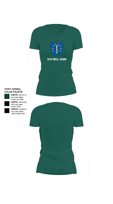 Women's Short Sleeve Vneck Shirt, 54th Troop Command, National Guard, Teamtime, Team time, sublimation, custom sports apparel, team uniforms, spirit wear, spiritwear, sports uniforms, custom shirts, team store, custom team store, fundraiser sports, apparel fundraiser