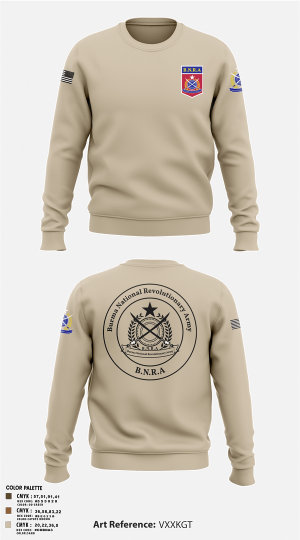 Crew Neck Sweatshirt, B.N.R.AB.N.R.Army, Army, Teamtime, Team time, sublimation, custom sports apparel, team uniforms, spirit wear, spiritwear, sports uniforms, custom shirts, team store, custom team store, fundraiser sports, apparel fundraiser