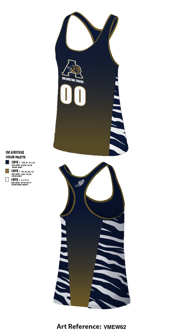 Womens Track Singlet, Arlington Tigers, Track & Field, Teamtime, Team time, sublimation, custom sports apparel, team uniforms, spirit wear, spiritwear, sports uniforms, custom shirts, team store, custom team store, fundraiser sports, apparel fundraiser