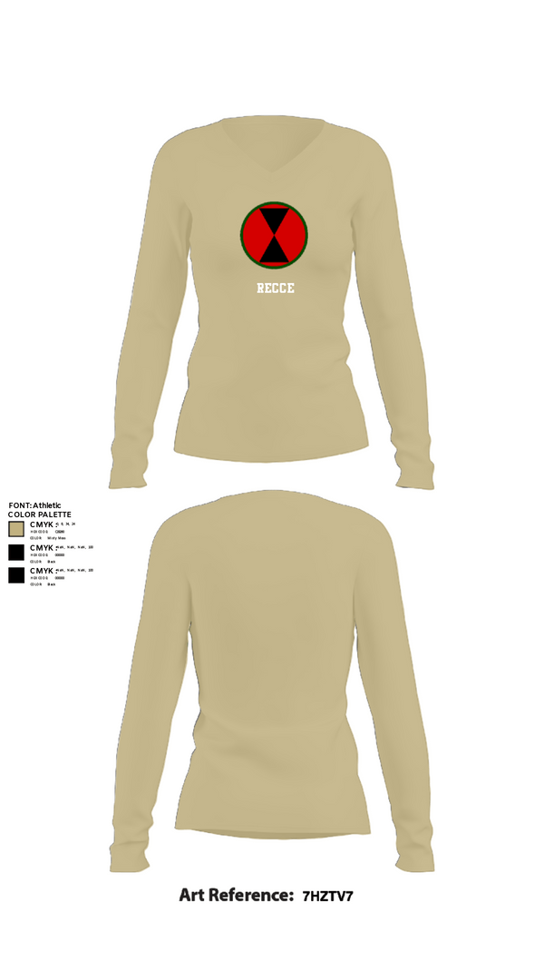 Womens Long Sleeve Vneck Shirt, RECCE, Army, Teamtime, Team time, sublimation, custom sports apparel, team uniforms, spirit wear, spiritwear, sports uniforms, custom shirts, team store, custom team store, fundraiser sports, apparel fundraiser