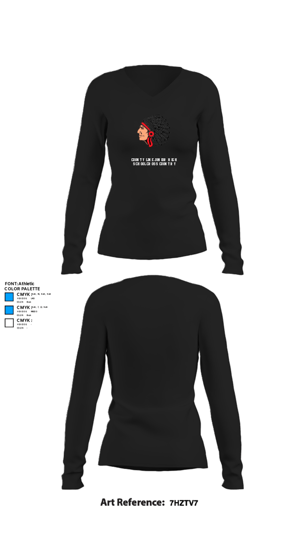 Womens Long Sleeve Vneck Shirt, County Line Junior High School Cross Country, Cross Country, Teamtime, Team time, sublimation, custom sports apparel, team uniforms, spirit wear, spiritwear, sports uniforms, custom shirts, team store, custom team store, fundraiser sports, apparel fundraiser