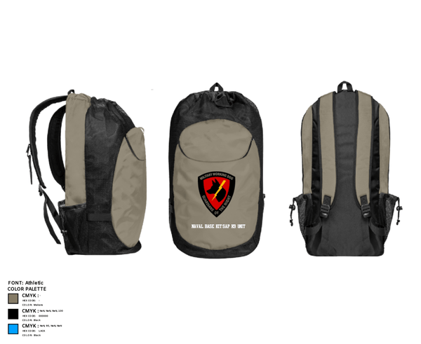 Gear Bag, Naval Base Kitsap K9 Unit, Navy, Teamtime, Team time, sublimation, custom sports apparel, team uniforms, spirit wear, spiritwear, sports uniforms, custom shirts, team store, custom team store, fundraiser sports, apparel fundraiser