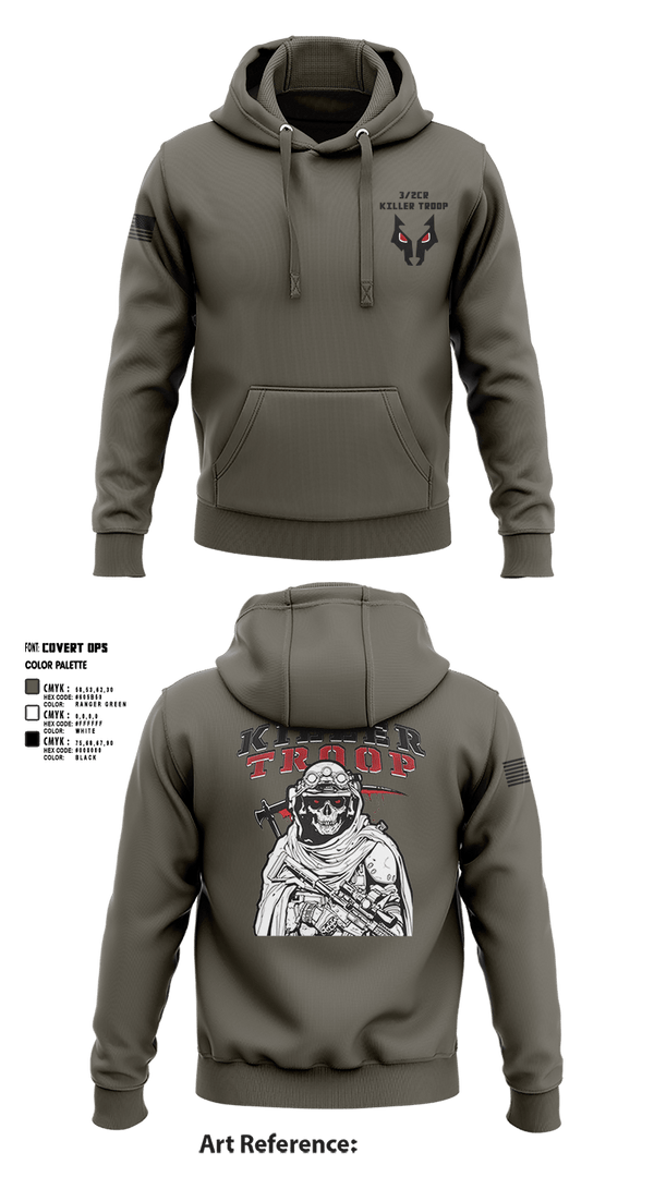 Hoodie, 3/2CR Killer Troop, Army, Teamtime, Team time, sublimation, custom sports apparel, team uniforms, spirit wear, spiritwear, sports uniforms, custom shirts, team store, custom team store, fundraiser sports, apparel fundraiser