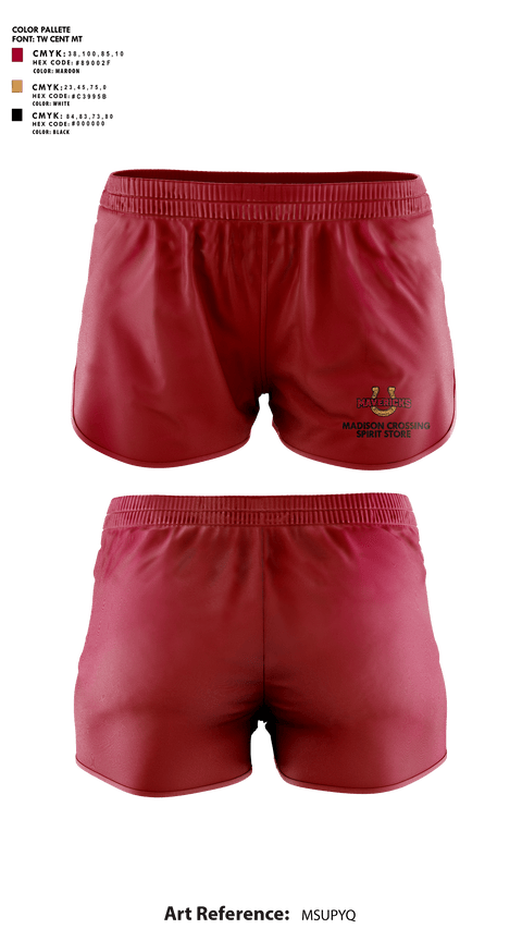 Womens Shorts, Madison Crossing Elementary, Spirit Store, Teamtime, Team time, sublimation, custom sports apparel, team uniforms, spirit wear, spiritwear, sports uniforms, custom shirts, team store, custom team store, fundraiser sports, apparel fundraiser