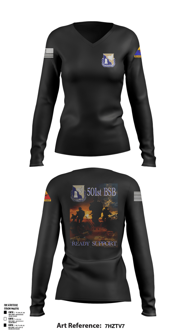Womens Long Sleeve Vneck Shirt, 501st Brigade Support Battalion, , Teamtime, Team time, sublimation, custom sports apparel, team uniforms, spirit wear, spiritwear, sports uniforms, custom shirts, team store, custom team store, fundraiser sports, apparel fundraiser