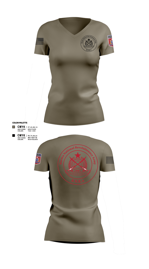 Women's Short Sleeve Vneck Shirt, B.N.R.A, Army, Teamtime, Team time, sublimation, custom sports apparel, team uniforms, spirit wear, spiritwear, sports uniforms, custom shirts, team store, custom team store, fundraiser sports, apparel fundraiser