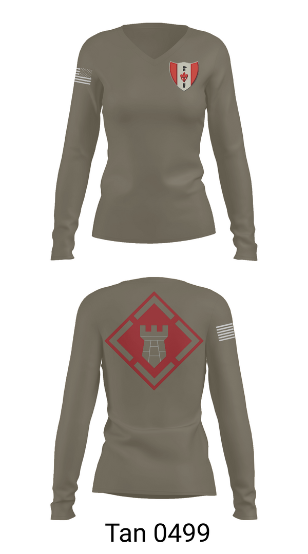 Womens Long Sleeve Vneck Shirt, 46th Engineer Battalion, Army, Teamtime, Team time, sublimation, custom sports apparel, team uniforms, spirit wear, spiritwear, sports uniforms, custom shirts, team store, custom team store, fundraiser sports, apparel fundraiser