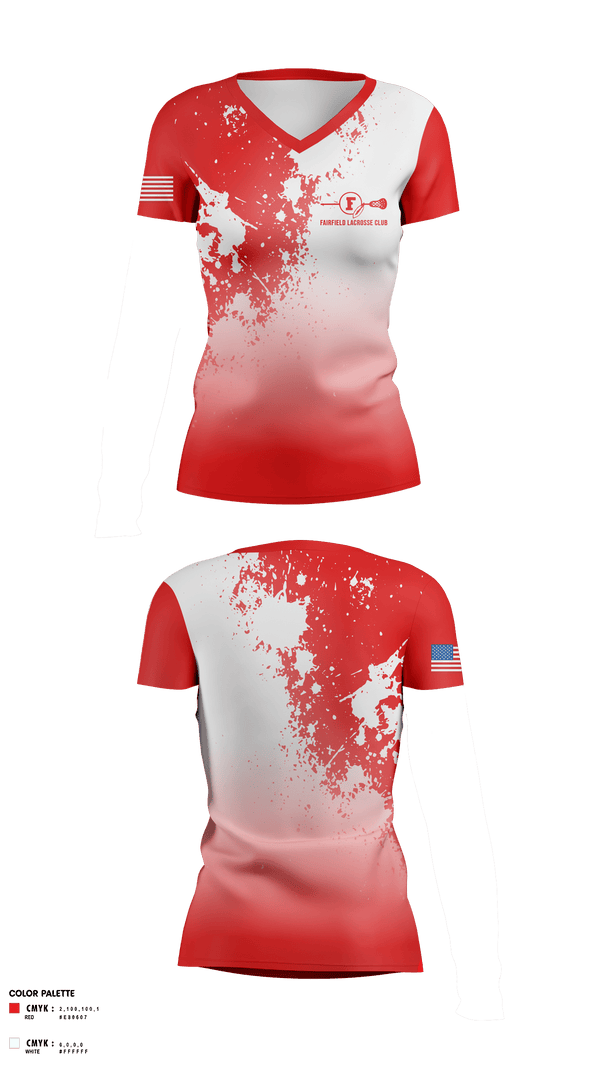 Womens Short Sleeve Vneck Shirt, Fairfield Lacrosse Club, Women's Lacrosse, Teamtime, Team time, sublimation, custom sports apparel, team uniforms, spirit wear, spiritwear, sports uniforms, custom shirts, team store, custom team store, fundraiser sports, apparel fundraiser