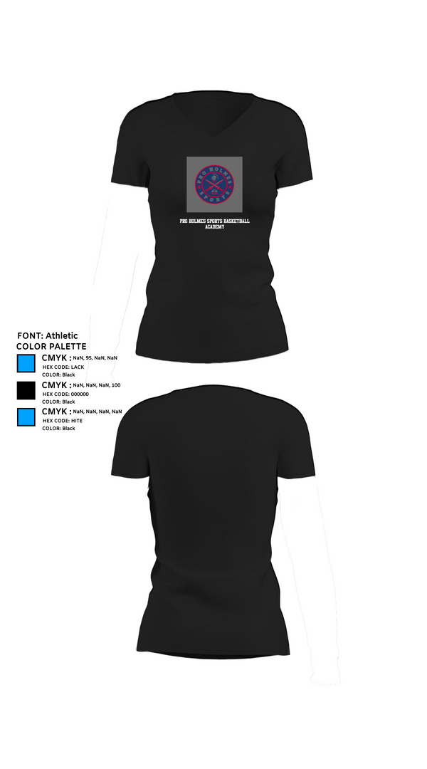 Womens Short Sleeve Vneck Shirt, Pro Holmes Sports Basketball Academy, Men's Basketball, Teamtime, Team time, sublimation, custom sports apparel, team uniforms, spirit wear, spiritwear, sports uniforms, custom shirts, team store, custom team store, fundraiser sports, apparel fundraiser