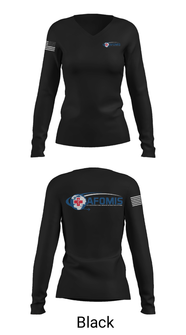 Women's Long Sleeve Vneck Shirt, AFOMIS, Air Force, Teamtime, Team time, sublimation, custom sports apparel, team uniforms, spirit wear, spiritwear, sports uniforms, custom shirts, team store, custom team store, fundraiser sports, apparel fundraiser