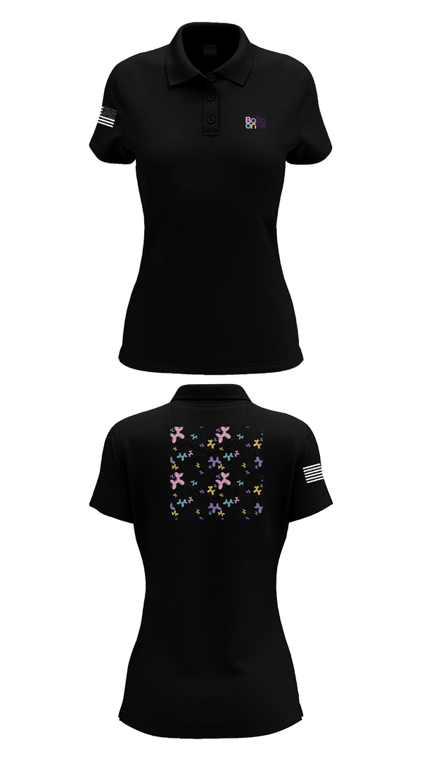 Womens Short Sleeve Performance Polo, Chin Bum Balloons, , Teamtime, Team time, sublimation, custom sports apparel, team uniforms, spirit wear, spiritwear, sports uniforms, custom shirts, team store, custom team store, fundraiser sports, apparel fundraiser