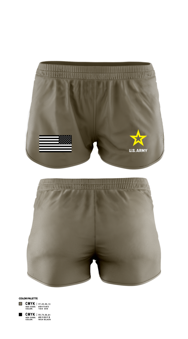 Womens Shorts, Wilmington Army Recruiting Station, Army, Teamtime, Team time, sublimation, custom sports apparel, team uniforms, spirit wear, spiritwear, sports uniforms, custom shirts, team store, custom team store, fundraiser sports, apparel fundraiser