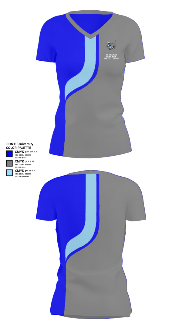 Women's Short Sleeve Vneck Shirt, St Thomas More High School Tennis, Tennis, Teamtime, Team time, sublimation, custom sports apparel, team uniforms, spirit wear, spiritwear, sports uniforms, custom shirts, team store, custom team store, fundraiser sports, apparel fundraiser