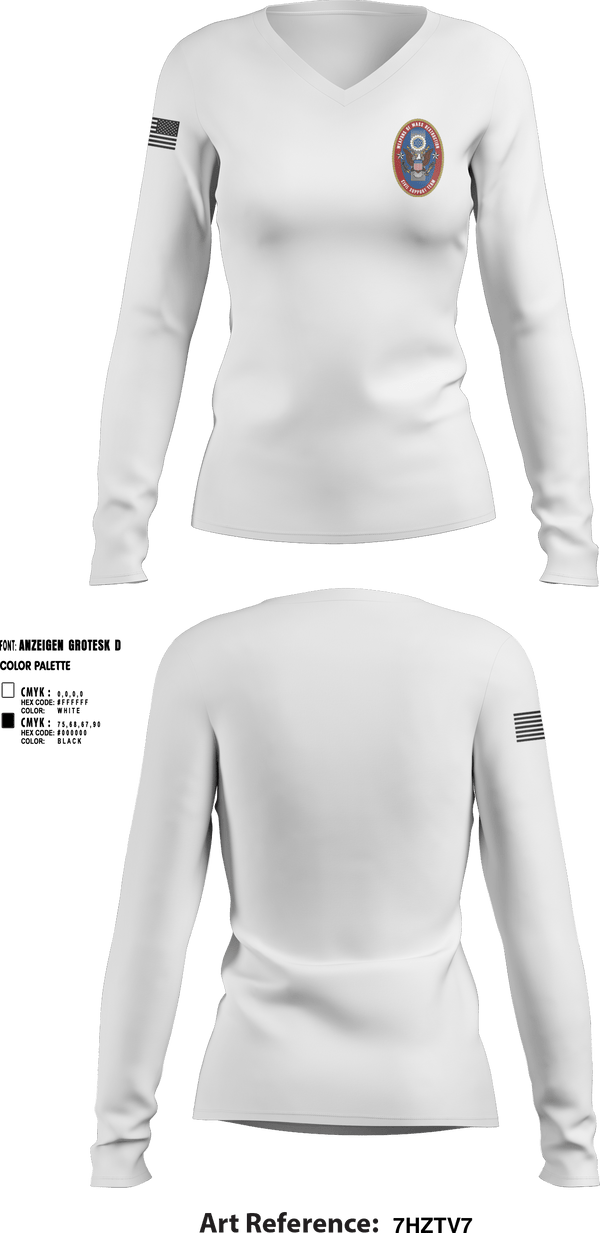 Women's Long Sleeve Vneck Shirt, 95th WMD CST, National Guard, Teamtime, Team time, sublimation, custom sports apparel, team uniforms, spirit wear, spiritwear, sports uniforms, custom shirts, team store, custom team store, fundraiser sports, apparel fundraiser