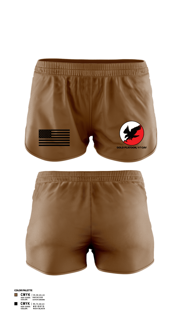 Womens Shorts, 1/7 CAV, Army, Teamtime, Team time, sublimation, custom sports apparel, team uniforms, spirit wear, spiritwear, sports uniforms, custom shirts, team store, custom team store, fundraiser sports, apparel fundraiser