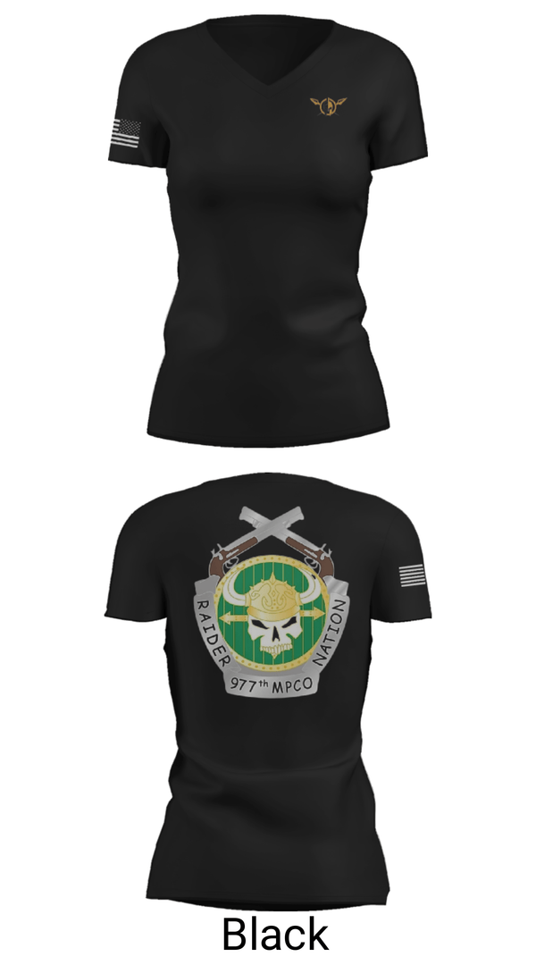 Womens Short Sleeve Vneck Shirt, 977 MP CO, Army, Teamtime, Team time, sublimation, custom sports apparel, team uniforms, spirit wear, spiritwear, sports uniforms, custom shirts, team store, custom team store, fundraiser sports, apparel fundraiser