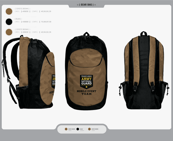 Gear Bag, Recruiting, National Guard, Teamtime, Team time, sublimation, custom sports apparel, team uniforms, spirit wear, spiritwear, sports uniforms, custom shirts, team store, custom team store, fundraiser sports, apparel fundraiser