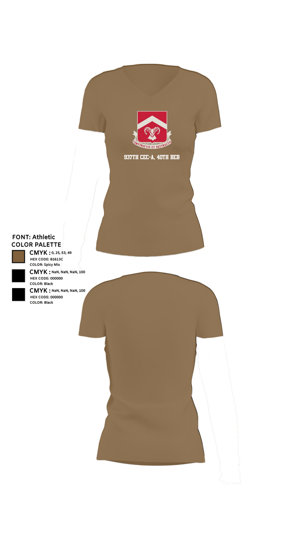 Womens Short Sleeve Vneck Shirt, 937th CEC-A, 40th BEB, Army, Teamtime, Team time, sublimation, custom sports apparel, team uniforms, spirit wear, spiritwear, sports uniforms, custom shirts, team store, custom team store, fundraiser sports, apparel fundraiser
