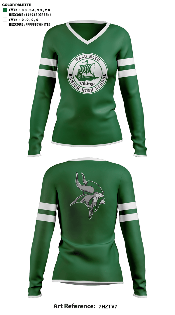 Womens Long Sleeve Vneck Shirt, Palo Alto High School Cheer, Cheer, Teamtime, Team time, sublimation, custom sports apparel, team uniforms, spirit wear, spiritwear, sports uniforms, custom shirts, team store, custom team store, fundraiser sports, apparel fundraiser