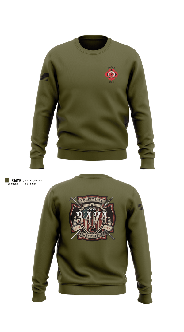 Crew Neck Sweatshirt, Local 3474IAFF Local 3474, Fire Department, Teamtime, Team time, sublimation, custom sports apparel, team uniforms, spirit wear, spiritwear, sports uniforms, custom shirts, team store, custom team store, fundraiser sports, apparel fundraiser
